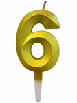 Złota świeczka cyfra "6"