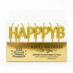 Złote świeczki „HAPPY BIRTHDAY” – magia urodzin w blasku płomieni