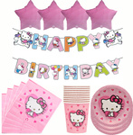 Zestaw Urodzinowy Hello Kitty – Dekoracje, Naczynia i Balony (45 elementów)