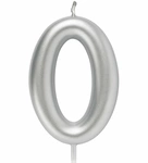 Świeczka Cyfra "0" – Srebrna