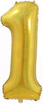 Balon Foliowy Cyferka "1" Złota Brokatowa( 100cm.)