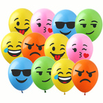 Balony gumowe z nadrukiem Emotki Emoji (12 szt.)