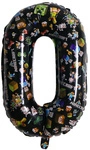 Balon foliowy cyfra 0 – Minecraft, czarny, 32 cali (80 cm)
