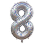 Balon Foliowy Cyferka "8" Srebrna Holo (100cm.)