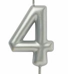 Świeczka Cyfra "4" – Srebrna