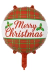 Balon foliowy „Merry Christmas” w świąteczną kratkę – 18 cali (45 cm)