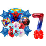 Zestaw Balonów 7 Spiderman Balony Foliowe i Gumowe z Nadrukiem 