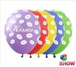 Balony gumowe z nadrukiem usta Kisses (10 szt.)