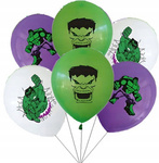 Balony gumowe z nadrukiem Avengers, Hulk (6 szt.)