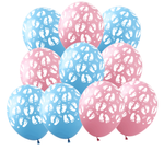 Balony gumowe z nadrukiem Stópki  Baby Shower (10 szt.)
