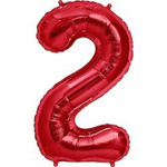 Balon Foliowy Cyferka "2" Czerwona (100cm.)