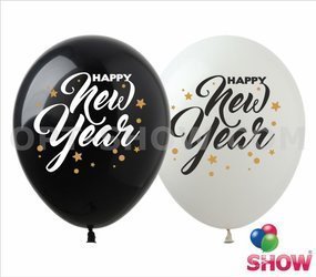 Balony gumowe z nadrukiem HAPPY NEW YEAR (10 szt.)