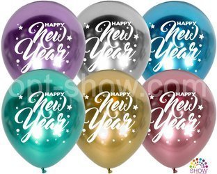 Balony gumowe z nadrukiem HAPPY NEW YEAR (10 szt.)