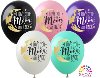 Balony z nadrukiem I Love You to the moon Pastel (10 szt.)