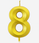 Святкова свічка золота у формі цифри "8"