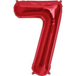 Фольгована повітряна кулька номер "7" червона (100см).)